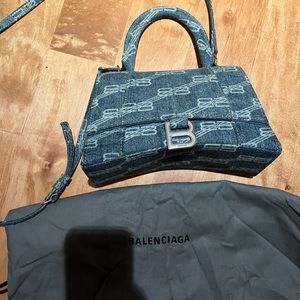 Balenciaga denim hourglass small crossbody